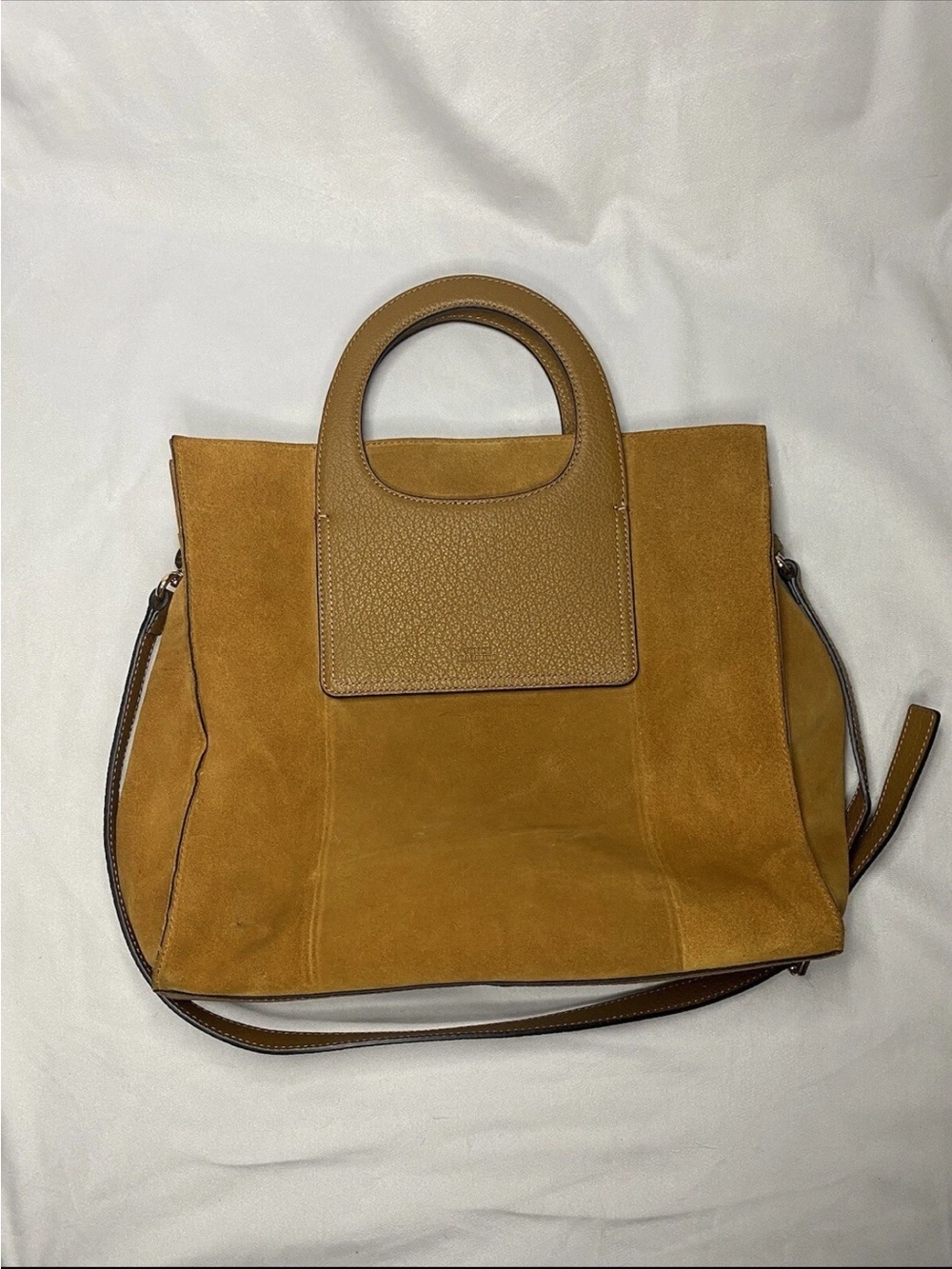 Vince Camuto Cognac Suede & Leather Top-Handle Tote